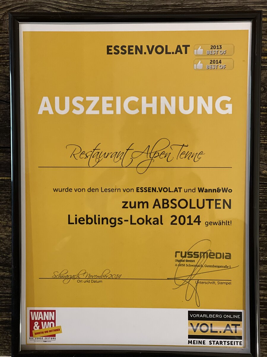 Auszeichnung 2014: Lieblings-Lokal