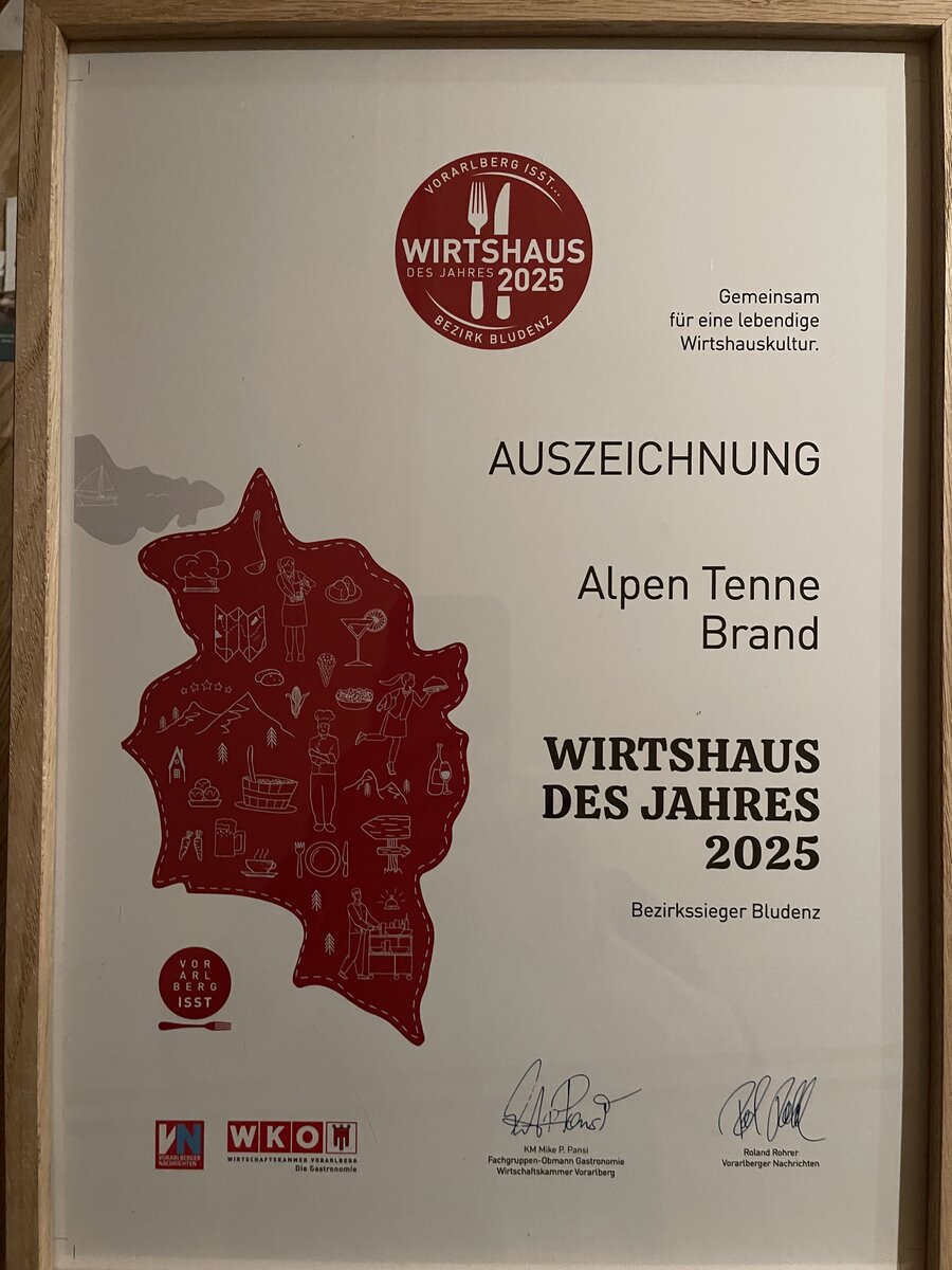 Urkunde Wirtshaus des Jahres 2025